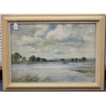 Edwin Harris - 'At Dell Quay, Chichester', watercolour, signed and dated 1953 recto, titled National