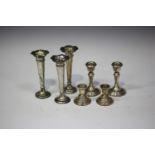 Three Edwardian silver trumpet shaped spill vases, Chester 1904 by Jay, Richard Attenborough & Co,