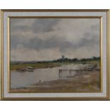 Edward Wesson - View from Morston to Blakeney, Norfolk, 20th century oil on canvas, signed, 39cm x