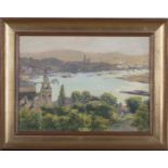 Alan Stenhouse Gourley - 'The Medway, Chatham', 20th century oil on board, signed recto, titled Mall