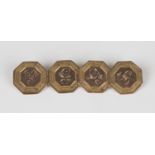A pair of 9ct gold octagonal cufflinks, initial engraved within engine turned borders, Chester