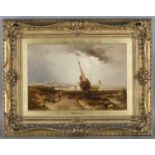 Circle of Clarkson Stanfield - Coastal Landscape with Sailing Vessels and Distant Windmill, 19th