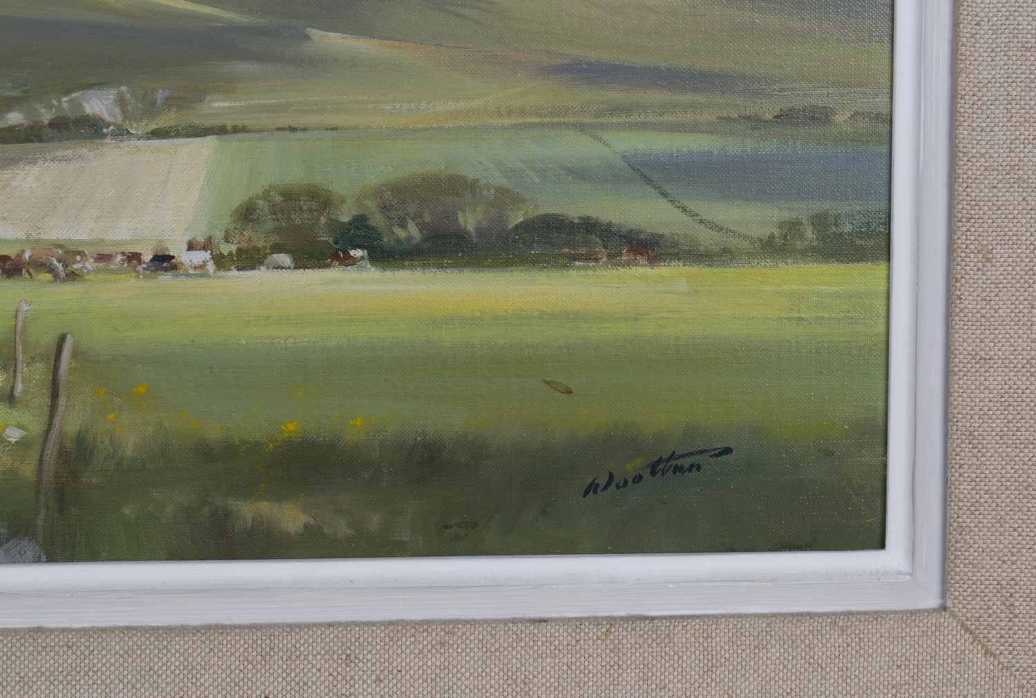 Frank Wootton - 'A Passing Storm, Windover Hill, Sussex', 20th century oil on canvas, signed - Image 7 of 8