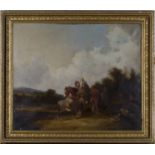 William Shayer - Landscape with Gypsy Encampment, Horse, Donkey and Figures, 19th century oil on