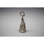 A late 19th century plated posy holder, pierced and embossed with foliage, with a scroll handle,