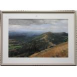 David Prentice - 'Rainclouds, Malvern Hills', 20th century pastel, signed and dated 1996 recto,