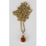 An Iliana 18ct gold, fire opal and diamond cluster pendant, length 2cm, with a silver gilt faceted