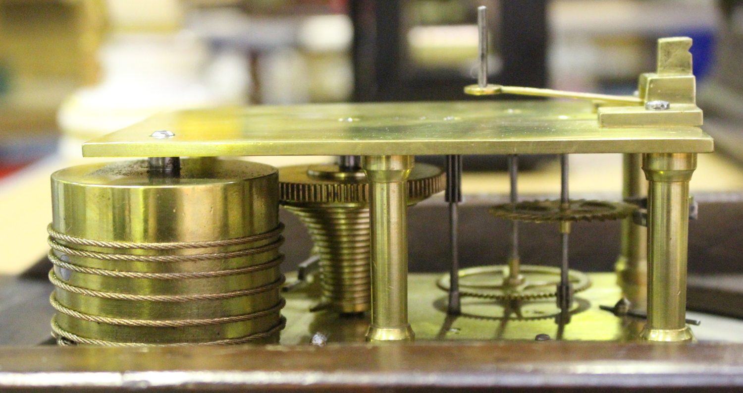 A Victorian mahogany cased circular wall timepiece with brass eight day single fusee movement, the - Image 8 of 10