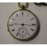 A gold cased keywind open-faced lady's fob watch, the gilt cylinder movement detailed 'V. Albaret