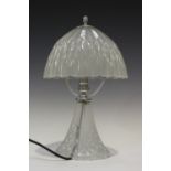 An Art Deco Davidson frosted glass Good Companion Table Lamp, 1930s, with domed shade and