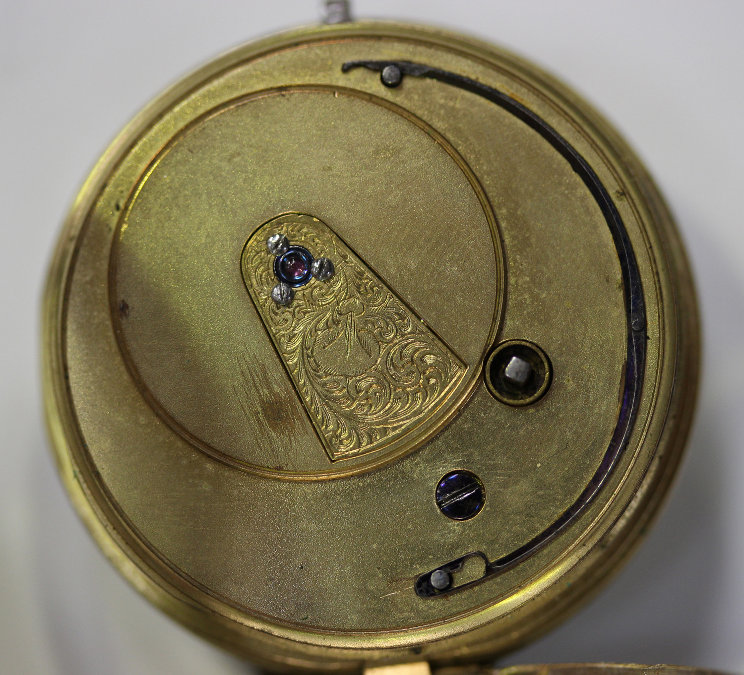 A silver cased keywind open-faced gentleman's pocket watch, the gilt fusee lever movement detailed - Image 3 of 7