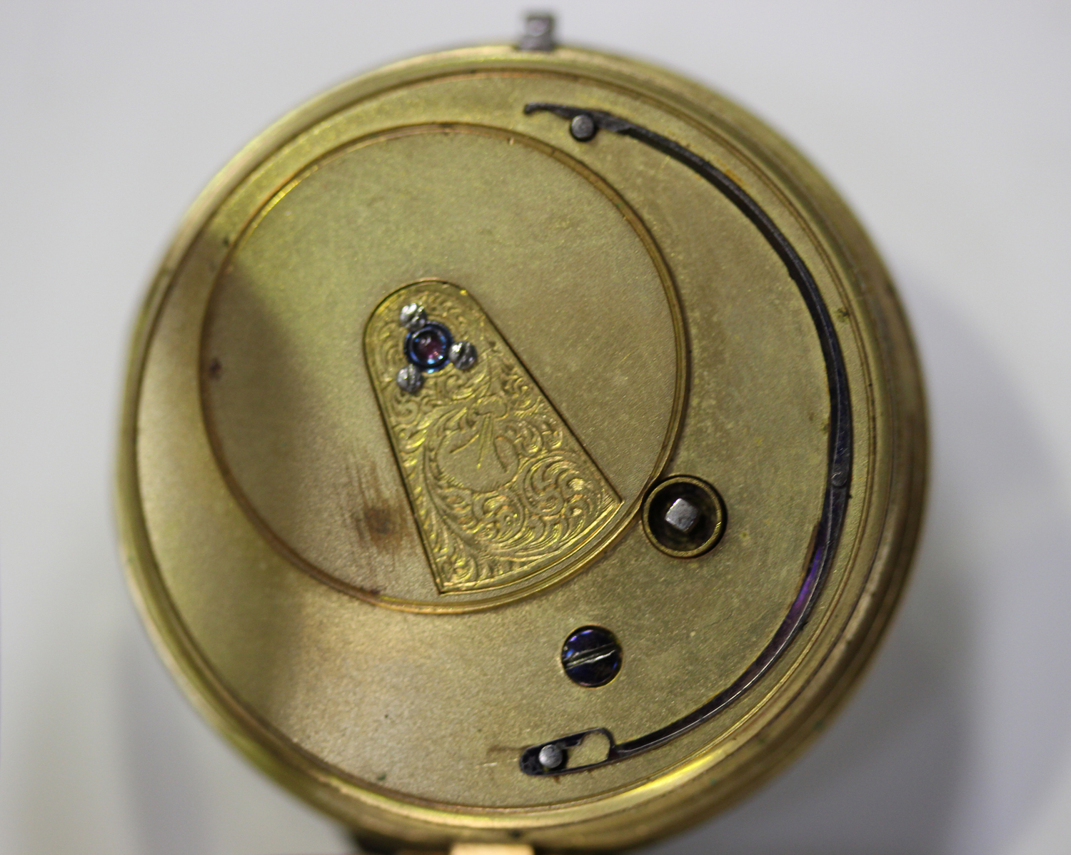 A silver cased keywind open-faced gentleman's pocket watch, the gilt fusee lever movement detailed - Image 4 of 7