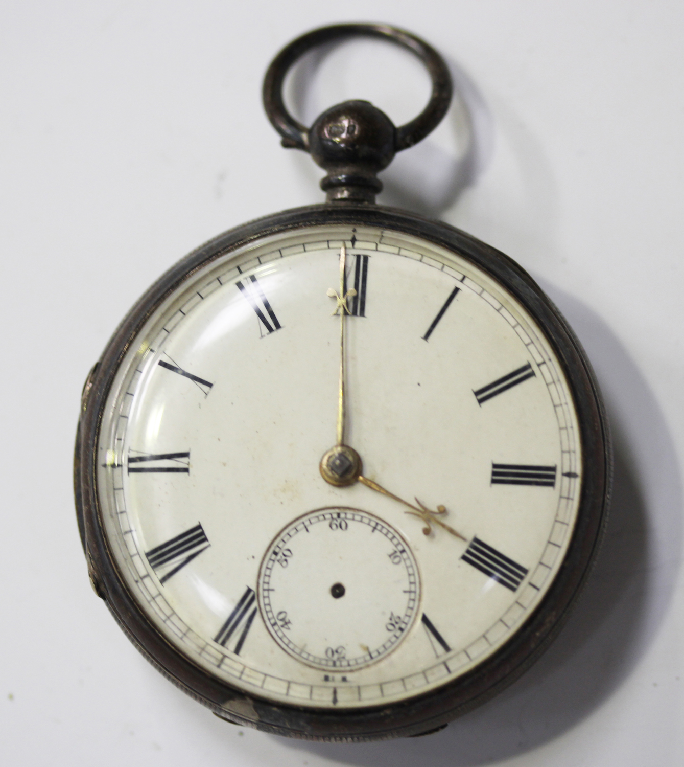 A silver cased keywind open-faced gentleman's pocket watch, the gilt fusee lever movement detailed