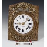 A 19th century French comtoise or morbier wall clock with eight day movement striking on a gong, the