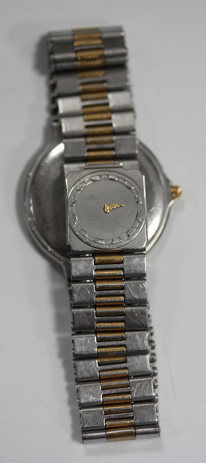 A Longines Quartz stainless steel and gilt metal gentleman's bracelet wristwatch, the signed white - Image 3 of 5
