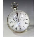 An early 20th century American oversized magnifying glass globe desk timepiece, the white enamel