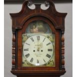 A George III inlaid oak and mahogany crossbanded longcase clock with eight day movement striking