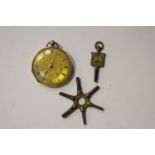 A 19th century Swiss gold cased keyless wind open-faced lady's fob watch with unsigned gilt cylinder