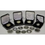 Nine late 20th century commemorative silver crown-size coins, including a Republic of Somalia two