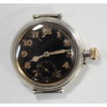 A Longines silver circular Borgel cased gentleman's wristwatch, the gilt jewelled lever movement