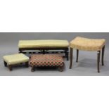 A William IV mahogany footstool, on reeded tapering legs, height 19cm, width 37cm, together with