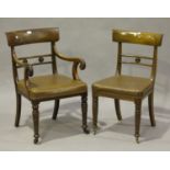 A set of eight George IV mahogany bar back dining chairs, comprising two carvers and six