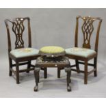 A George III mahogany pierced splat back dining chair, height 98cm, width 55cm, together with a