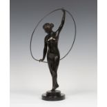 A 19th century Continental dark brown patinated cast bronze full-length figure of a nude lady