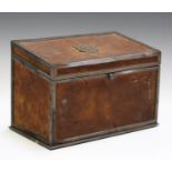 A late 19th/early 20th century brown leather and silver plate mounted stationery box by Asprey of
