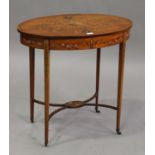 An Edwardian Neoclassical Revival satinwood oval occasional table with painted floral decoration,