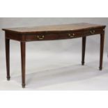 A late George III mahogany serpentine fronted serving table with boxwood line inlaid decoration,