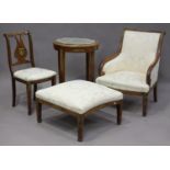 A suite of 20th century Empire style mahogany furniture, all with gilt metal Napoleonic crests and