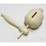 A late 19th century ivory toy spinning/humming top, length 12.5cm.Buyer’s Premium 29.4% (including