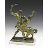 After Ferdinando de Luca - a 20th century Italian cast gilt metal figure group of Hercules