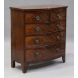 A Regency mahogany bowfront chest of two short and three long drawers, on bracket feet, height