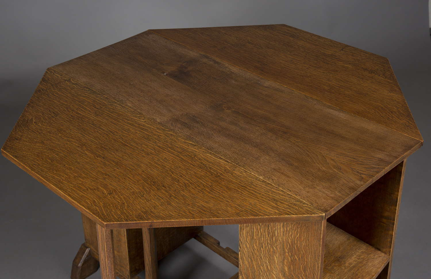 An early 20th century Arts and Crafts oak drop-flap centre table, possibly Cotswold School, the - Image 3 of 3