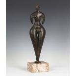 Kenneth Child - a mid-20th century dark brown and gilt patinated bronze full-length figure of a