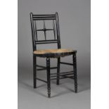 A late Victorian Arts and Crafts ebonized ash Sussex side chair, probably by Morris & Co and thought