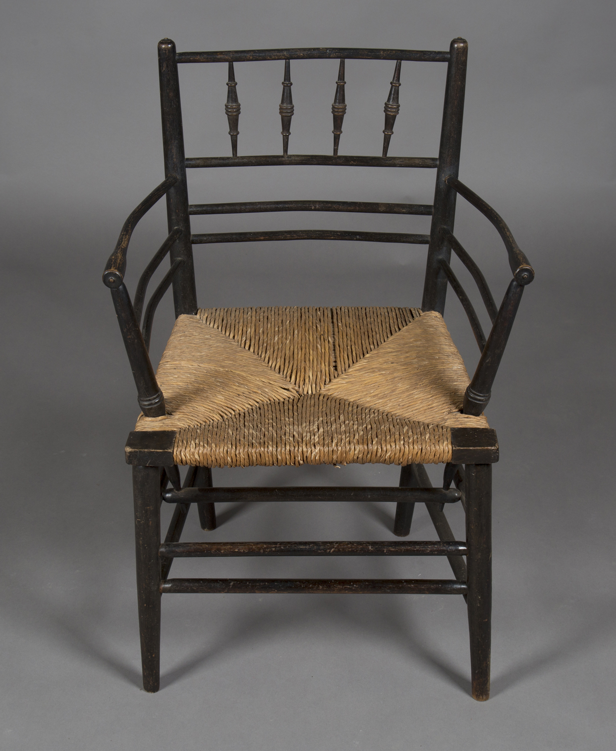 A late Victorian Arts and Crafts ebonized ash Sussex armchair by Morris & Co, designed by Philip - Image 2 of 3