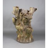 An impressive salt glazed stoneware garden strawberry planter, finely modelled as a naturalistic