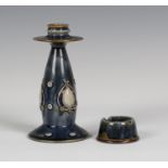 A Royal Doulton stoneware Art Nouveau candlestick, early 20th century, the swollen cylindrical