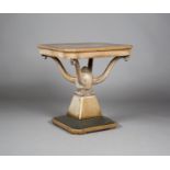 An early 20th century part limed oak canted square occasional table, in the manner of Heals,