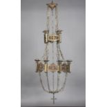 An early 20th century Gothic Revival gilt metal two-tier corona style chandelier, the two