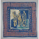 A mid-20th century twill scarf, designed by Henry Moore, circa 1944, and made by Ascher, printed
