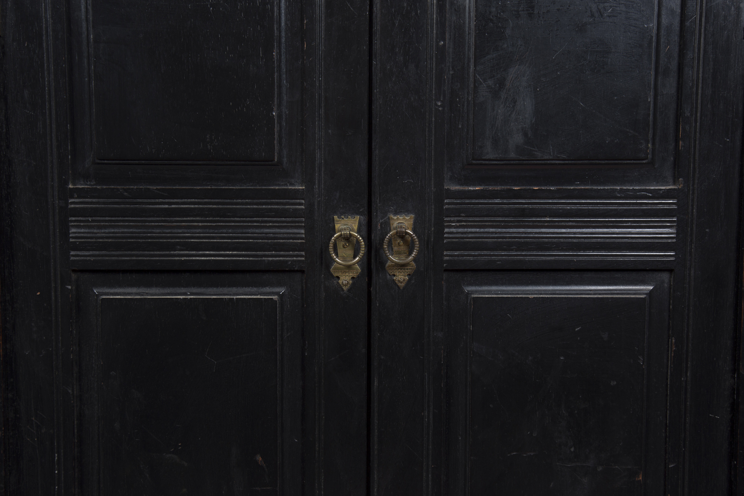 A late Victorian Aesthetic Movement ebonized side cabinet, the mirror shelf back above a pair of - Image 2 of 2