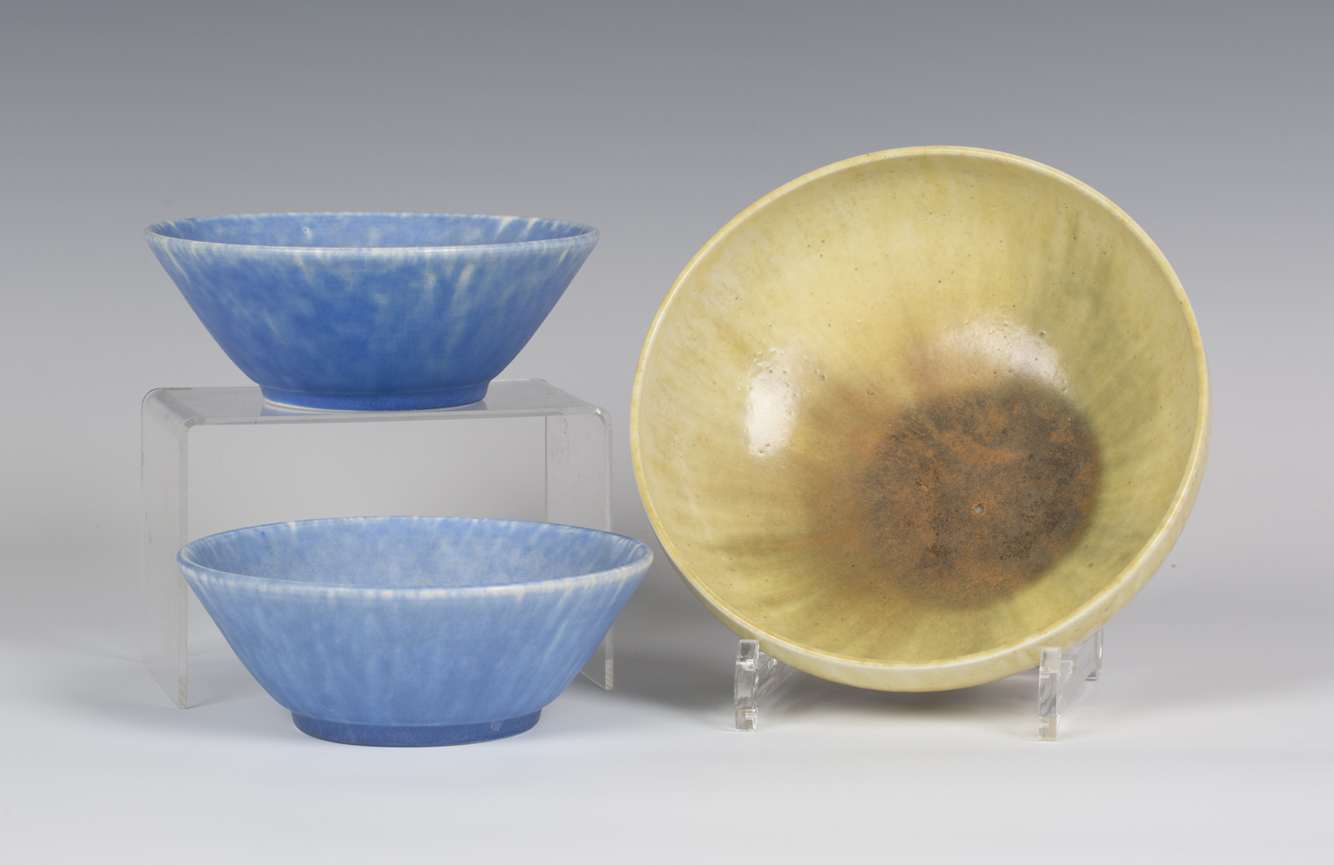 A Ruskin Pottery crystalline glazed circular yellow bowl, dated 1933, impressed mark to base,