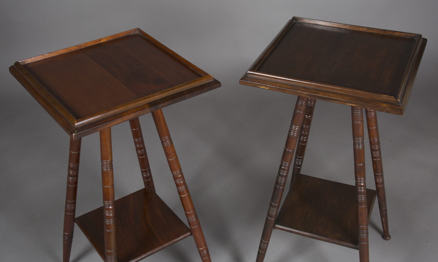 A pair of late Victorian Aesthetic Movement mahogany plant stand/occasional tables, the galleried - Image 2 of 2