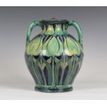 A large Della Robbia Pottery two-handled vase, circa 1900, probably designed by Charles Collis,