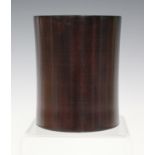 A Chinese hardwood brushpot, late Qing dynasty, of slightly waisted cylindrical form, height 10.7cm.