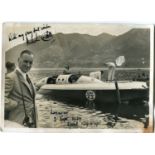 AUTOGRAPH. A signed photograph of the Bluebird K3 on Lake Locarno, autographed by Malcolm